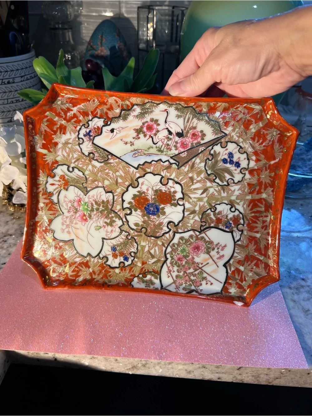 Gorgeous Antique Kutani Serving Platter read below